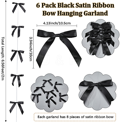6Pcs Polyester Bowknot Hanging Streamer AJEW-SP0002-71A-1