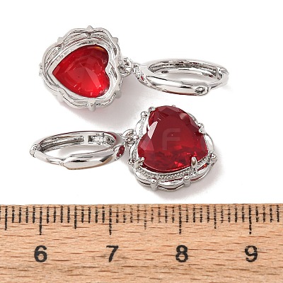 Valentine's Day Heart Brass & Glass Hoop Earrings EJEW-Z164-23P-01-1