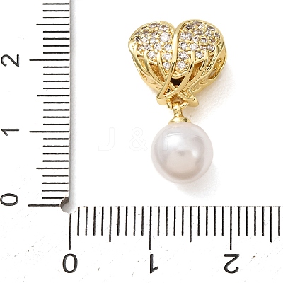 Brass Micro Pave Clear Cubic Zirconia & ABS Imitation Pearl Pendants CU-CBA0A9C-01G-1