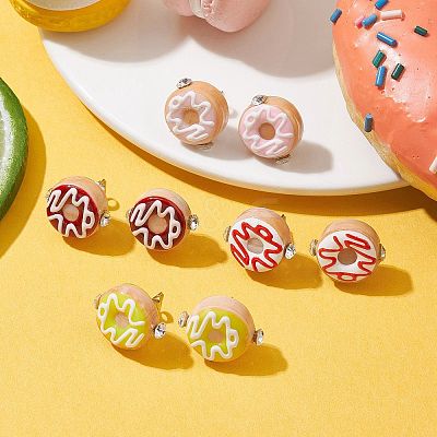 Donut Shape Lampwork Stud Earrings EJEW-JE05700-1