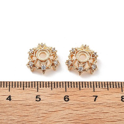 Brass Micro Pave Clear Cubic Zirconia Bead Caps KK-R216-03KCG-02-1