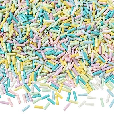 50G Baking Paint Glass Twisted Bugle Beads GLAA-SZ0002-06-1
