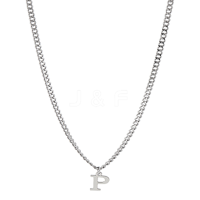 1Pc 304 Stainless Steel Letter Pendant Necklaces NJEW-LP0001-33P-P-1