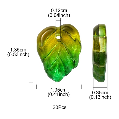 Autumn Theme Two-Tone Transparent Glass Charms GLAA-YW0001-53A-1