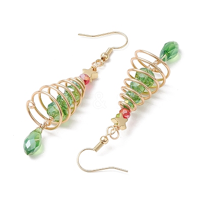 Copper Wired Glass Dangle Earrings EJEW-JE05917-1