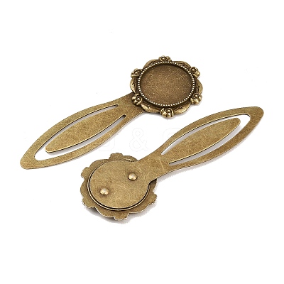 Iron Bookmark Cabochon Setting PALLOY-S033-09AB-NR-1