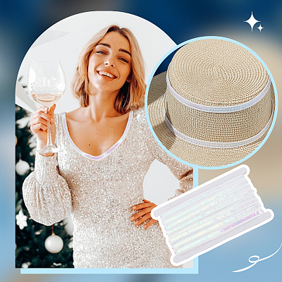 Sparkle Polyester Lace Ribbons OCOR-WH0090-67B-1