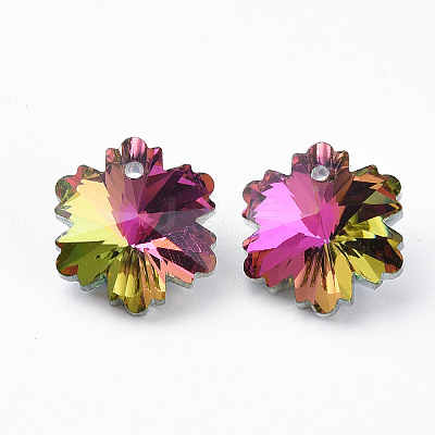 Electroplated Glass Charms EGLA-N006-015B-1