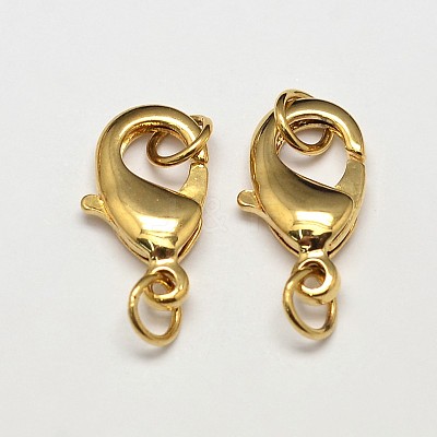 PVD Vacuum Plating Brass Lobster Claw Clasps for Jewelry Necklace Bracelet Making KK-I599-10mm-G-RS-1