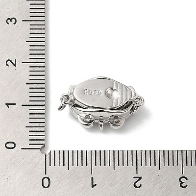 Rhodium Plated 925 Sterling Silver Pave Clear Cubic Zirconia Box Clasps STER-M114-10P-1