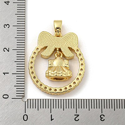 Christmas Brass Micro Pave Cubic Zirconia Pendants KK-H468-01C-02G-1