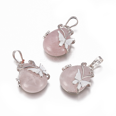 Natural Rose Quartz Pendants G-K296-B05-1