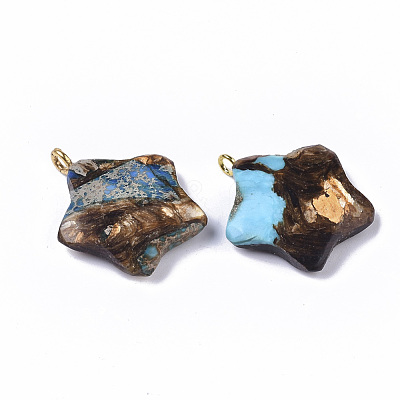Assembled Synthetic Imperial Jasper and Bronzite Pendants G-S366-002E-1