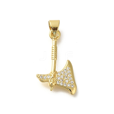Rack Plating Brass Micro Pave Cubic Zirconia Pendants KK-Z086-66G-01-1