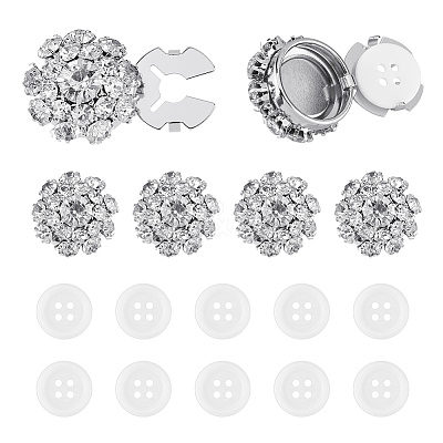 6Pcs Brass & Acrylic Rhinestone Cufflinks BUTT-DC0001-17A-1
