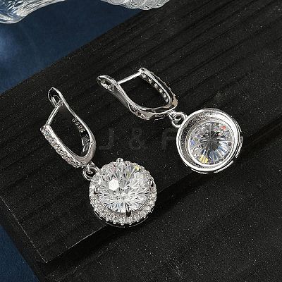 925 Sterling Silver Micro Pave Cubic Zirconia Hoop Earrings EJEW-B147-01B-01-1