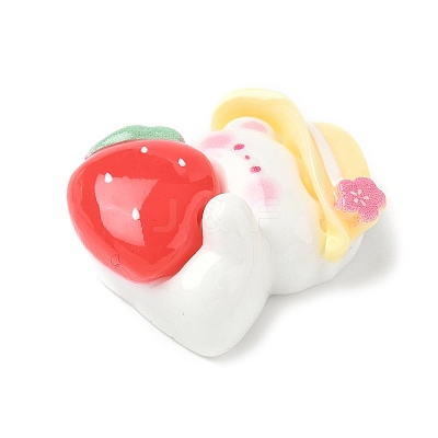 Strawberry Bear Theme Opaque Resin Cabochons CRES-D301-01E-1