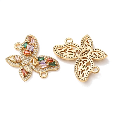 Brass Pave Cubic Zirconia Connector Charms CU-CBA4579-01G-D-1