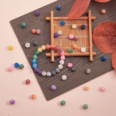200Pcs 10 Colors Natural Weathered & Crackle Agate Beads Strands G-CJ0001-54-1