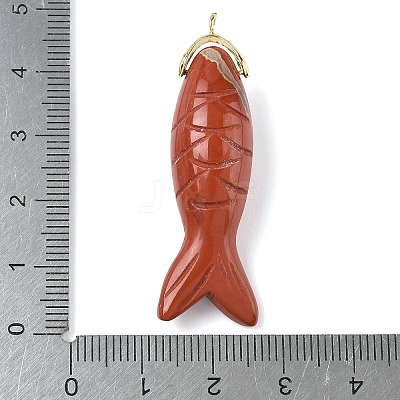 Natural Red Jasper Carved Pendants G-P599-07G-05-1