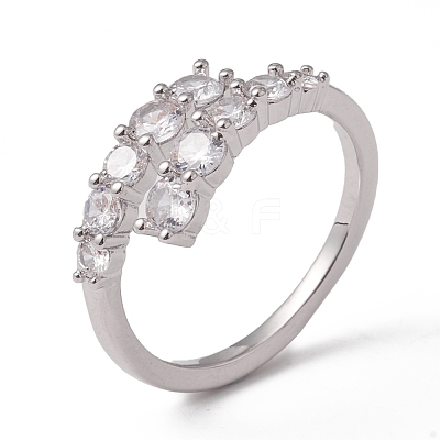 Clear Cubic Zirconia Open Cuff Ring RJEW-F124-04P-1