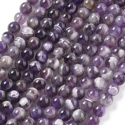 Natural Amethyst Beads Strands G-M445-8MM-01E-1