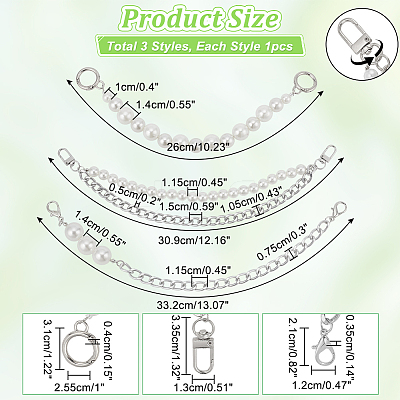 3Pcs 3 Style Purse Strap Extenders FIND-WR0009-31-1