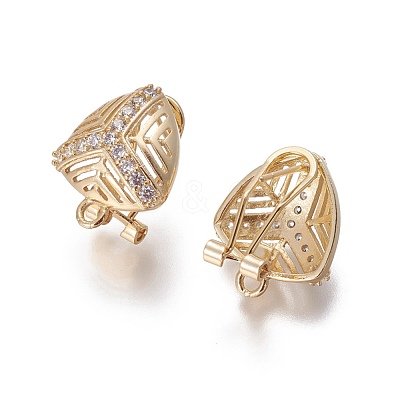 Brass Micro Pave Cubic Zirconia Stud Earring Findings KK-O121-23G-1