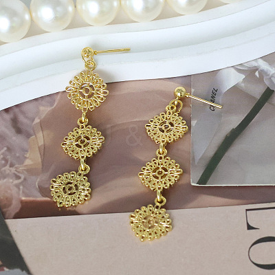 Alloy Flower Stud Dangle Earrings for Women WGBA756-01-1