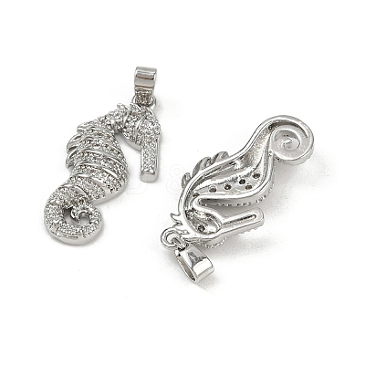 Brass Micro Pave Cubic Zirconia Pendants KK-C093-14P-1