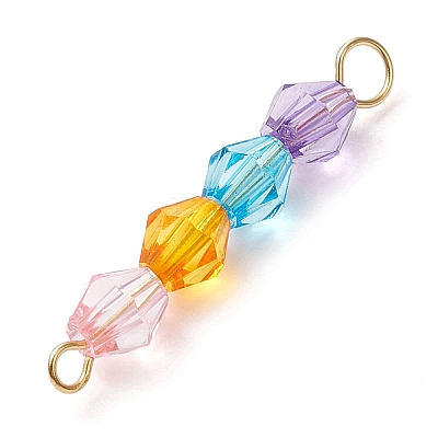 Rainbow Color Transparent Acrylic Bicone Beaded Connectors Charms PALLOY-JF02968-1