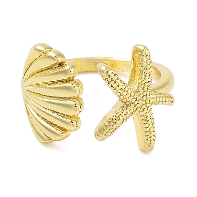 Brass Open Cuff Rings for Women RJEW-Z072-02G-04-1