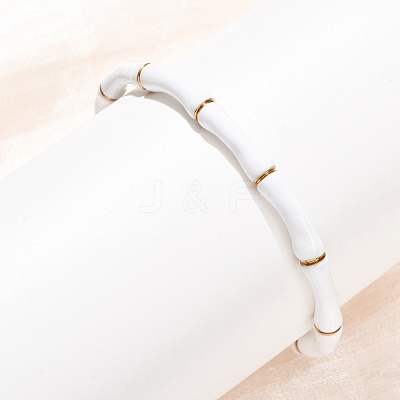 304 Stainless Steel Enamel Cuff Bangles for Women BJEW-G780-01G-1