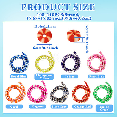 9 Strands 9 Colors Handmade Polymer Clay Beads CLAY-TA0001-53-1