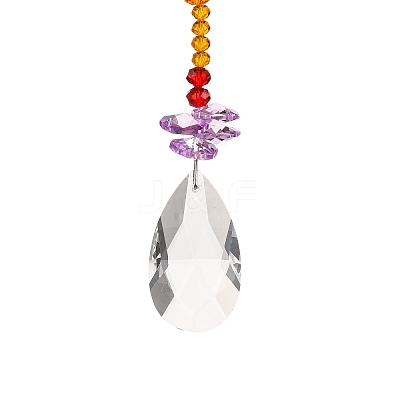 Glass & Iron Sun Catcher Pendant HJEW-K047-02P-03-1