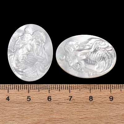 Natural White Shell Carved Cabochons SHEL-G024-02C-1