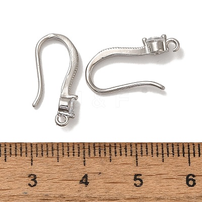 Rack Plating Brass Micro Pave Clear Cubic Zirconia Earring Hooks KK-A231-05P-1
