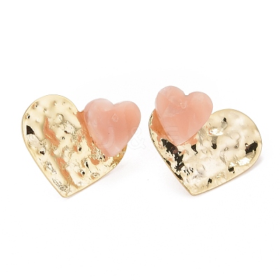 Resin Heart Front Back Stud Earrings EJEW-I265-05G-1