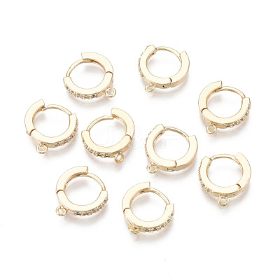 Brass Micro Pave Cubic Zirconia Huggie Hoop Earring Findings KK-T063-012-NF-1