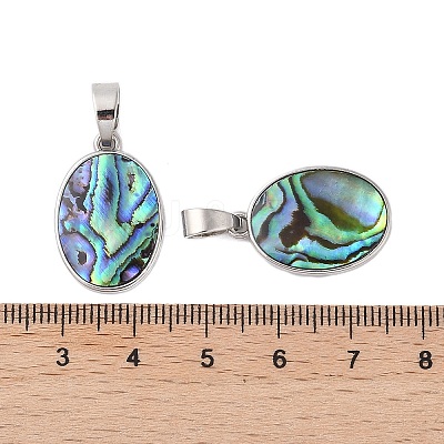 Rack Plating Natural Paua Shell Pendants KK-E059-18P-02-1