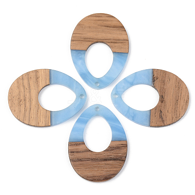 Opaque Resin & Walnut Wood Pendants RESI-S389-014A-C01-1