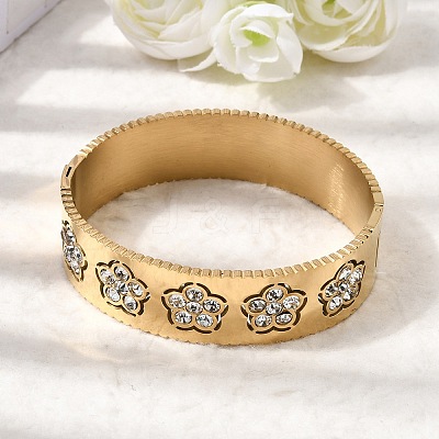 304 Stainless Steel Pave Clear Cubic Zirconia Hinged Bangles for Women BJEW-Z166-02G-1