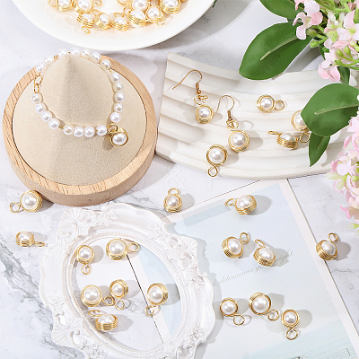 40Pcs 2 Style Shell Pearl Pendants PALLOY-CA00027-1