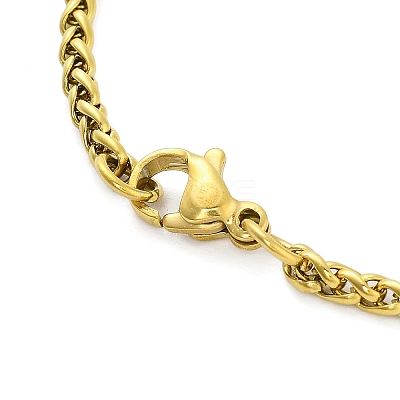Constellation 304 Stainless Steel Micro Pave Clear Cubic Zirconia Wheat Chain Pendant Necklaces for Women Men LS-NJEW-U007-01E-1