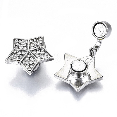 Brass Micro Pave Clear Cubic Zirconia Magnetic Clasps KK-N232-140P-NF-1
