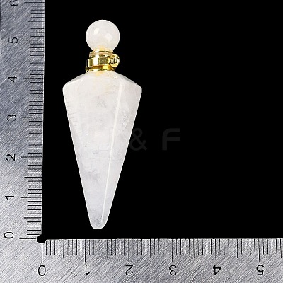 Natural Quartz Crystal Faceted Cone Openable Perfume Bottle Big Pendants G-L524-18G-11-1