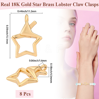 8Pcs Brass Lobster Claw Clasps KK-BBC0022-43-1