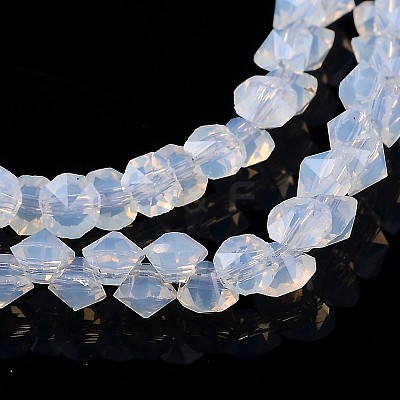 Diamond Shape Imitation Jade Glass Bead Strands EGLA-J059-J02-1