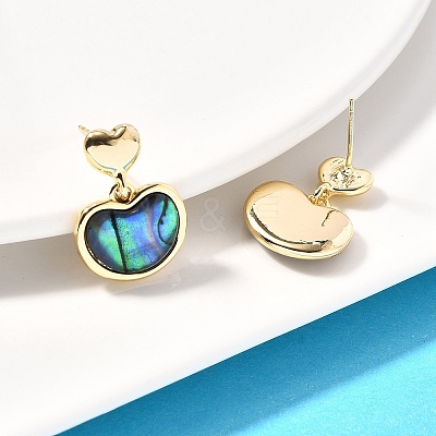 Abalone Shell/Paua Shell Dangle Ear Studs EJEW-L099-05G-1