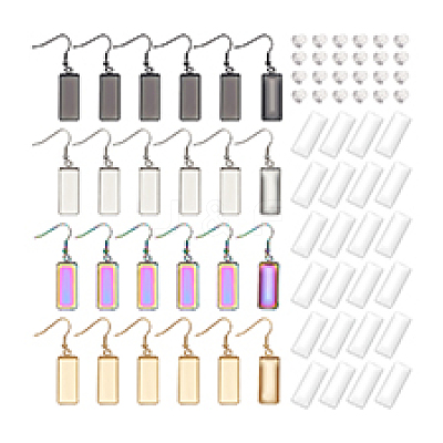 DIY Blank Rectangle 304 Stainless Steel Dangle Earrings Making Kit DIY-PH0022-95-1